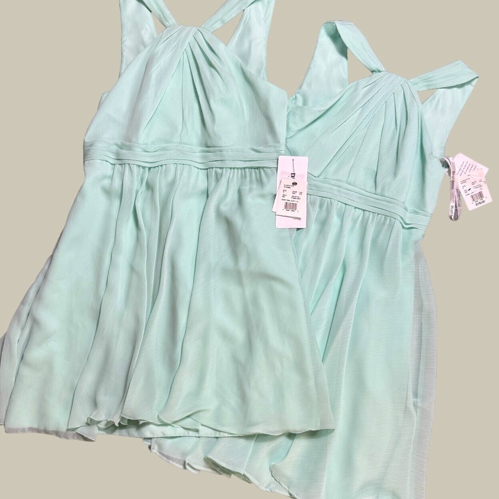 Lot of 2 New Davids Bridal Dress Women 12 & 6 Mint Chiffon Bridesmaid Formal